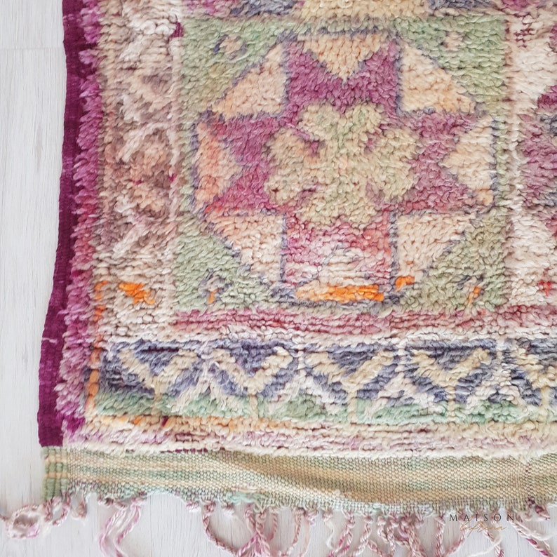 Vintage Marokkaans tapijt, authentiek paars Boujaad tapijt, 6.0 FT x 10.8 FT afbeelding 7