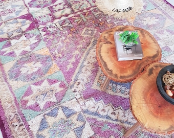 Vintage Moroccan Rug, Authentic Purple Boujaad Rug, 6.0 FT x 10.8 FT
