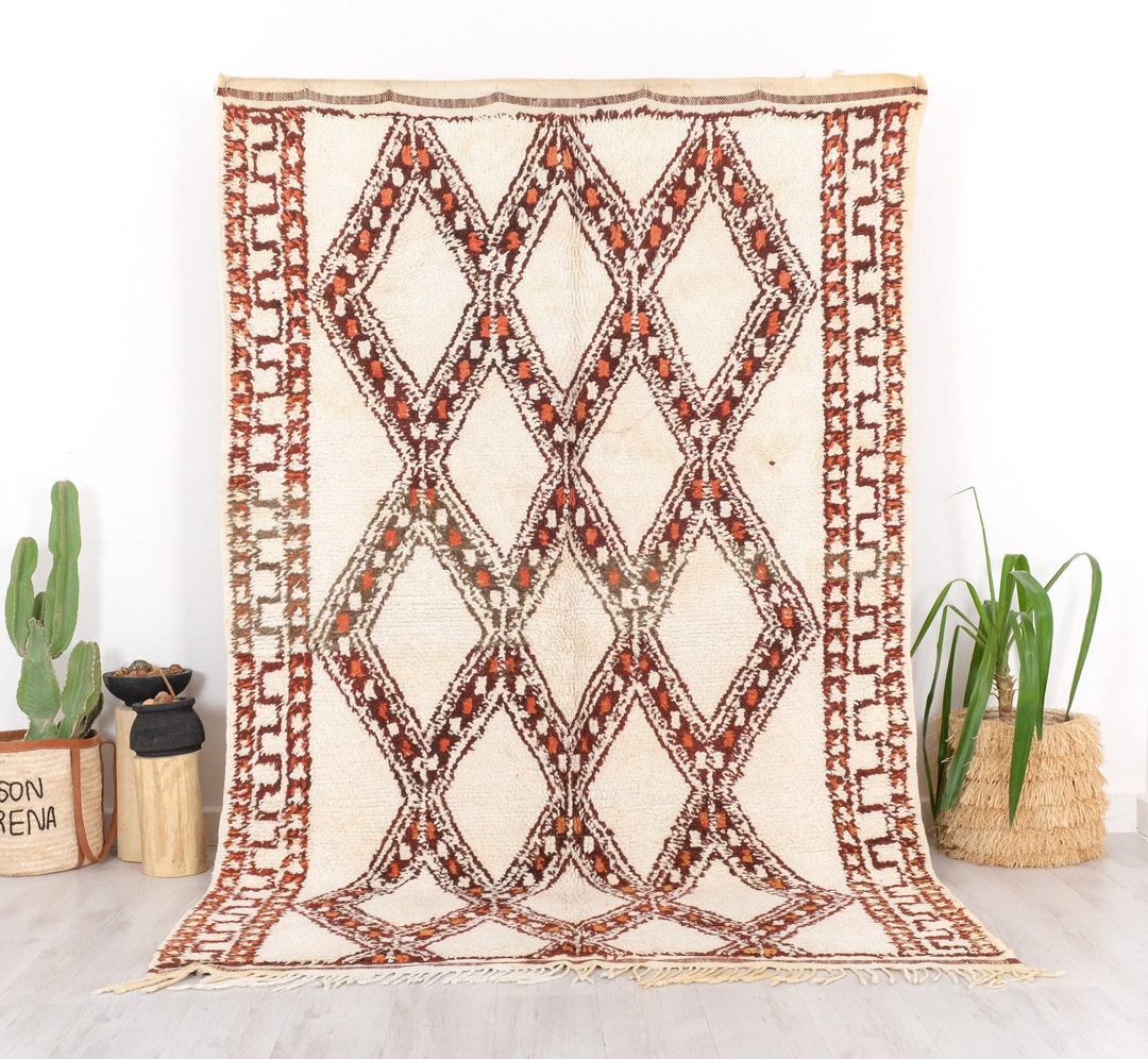 Vintage Beni Ourain Rug, Authentic Moroccan Rug, 6x9 FT - Etsy