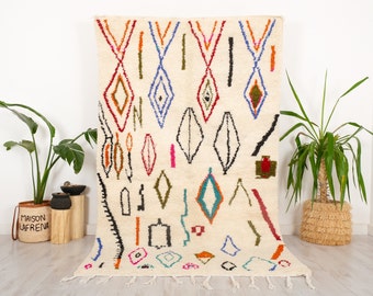 Authentic Moroccan Rug, Moroccan Azilal Area Rug 5x9 FT