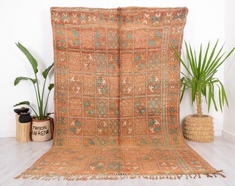 Vintage Moroccan Rug, Peach Boujaad Rug, 6x10 FT