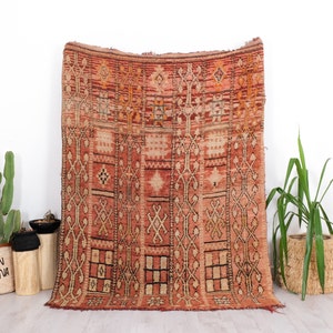 Vintage Moroccan Rug, Brown Boujaad Rug, 5x7 FT