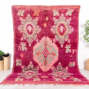 Vintage Boujaad Teppich, Authentisch Marokkanischer Teppich, 150x300