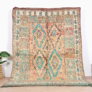 Vintage Pink Boujaad Rug, Authentic Moroccan Rug, 6x9 FT
