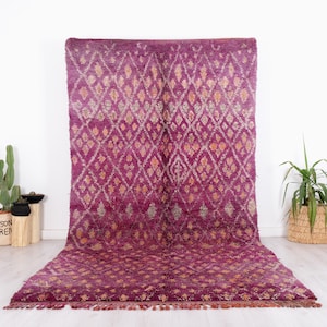 Vintage Purple Boujaad Rug, Authentic Moroccan Rug, 6.0 FT x 11.3 FT