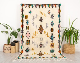 Authentic Moroccan Rug, Moroccan Azilal Area Rug 5x9 FT