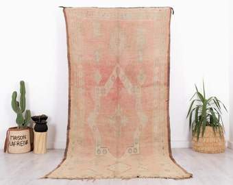 Vintage Moroccan Rug, Pink Boujaad Rug, 5x9 FT