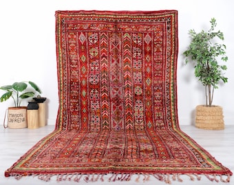 Vintage Moroccan Rug, Authentic Boujaad Rug, 7x13 FT