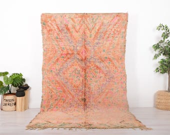 Tapis Berbère Marocain Vintage Fait Main - 6.5x10.3 Ft - Laine Multicolore - Style Boho