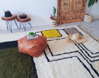 Fabuleux tapis marocain, tapis Beni Ourain, tapis berbère, 6,8 pi x 9,6 pi