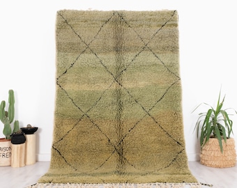 Fabulous Moroccan Rug, Green Beni Ourain Rug, Moroccan Area Rug,  5x8 FT