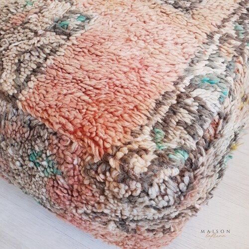 Moroccan Floor Cushion, Vintage Boujaad shops Pouf, Kilim Pouf Cover