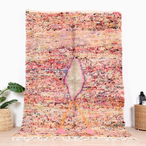 Fabulous Moroccan Rug, Pink Beni Ourain Rug, 5.3 x 7.8 FT