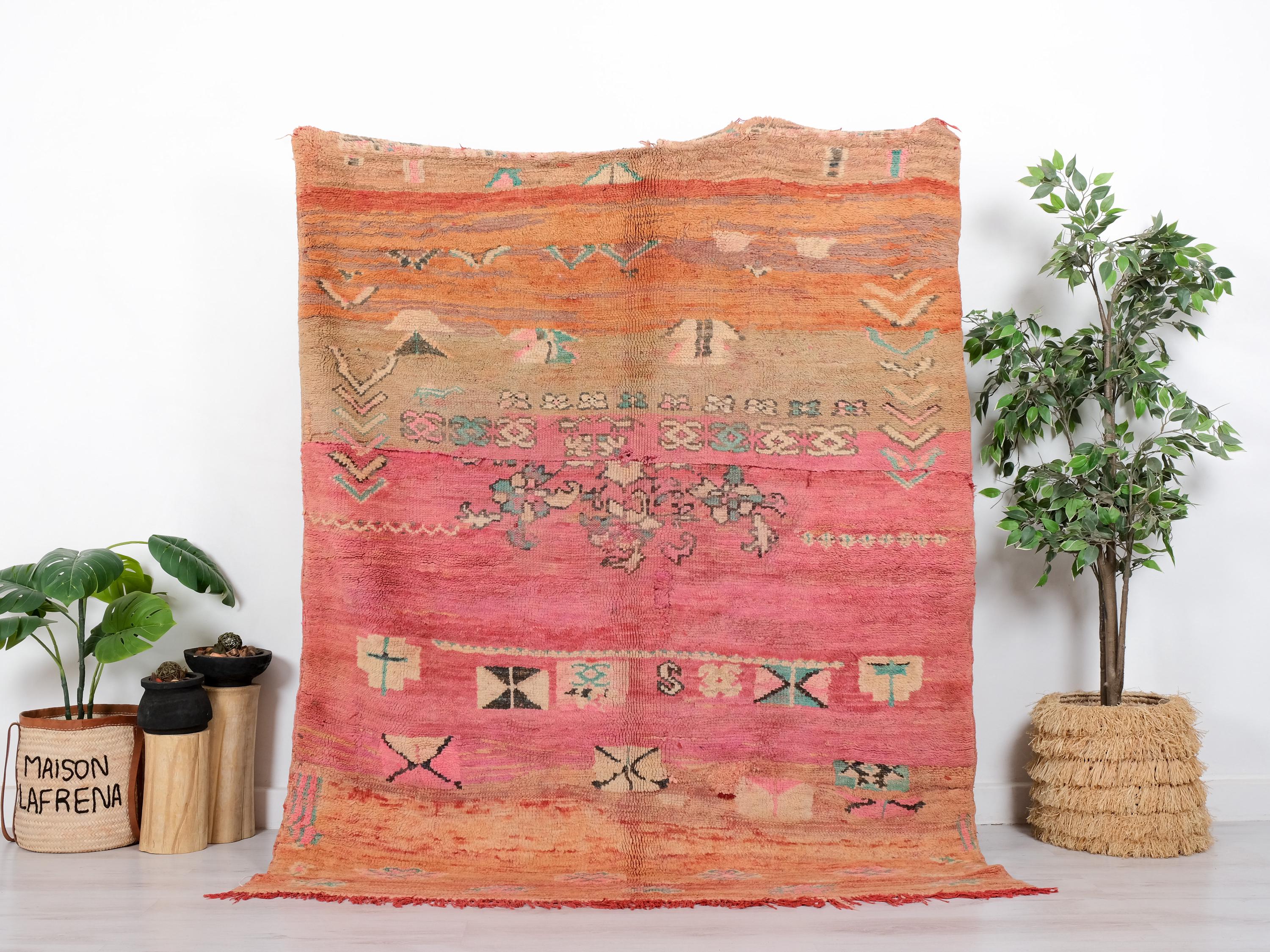 Vintage Moroccan Rug, Fabulous Boujaad Rug, 6x7 FT