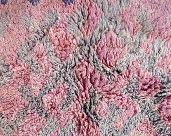 ヴィンテージパープルタルシントラグ、本物のモロッコラグ、7 x 14