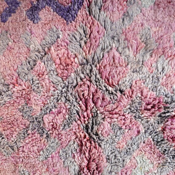 モロッコ　ラグ　ヴィンテージ　パープル ヴィンテージ モロッコ ラグ、パープル ブジャード ラグ 7 x 13