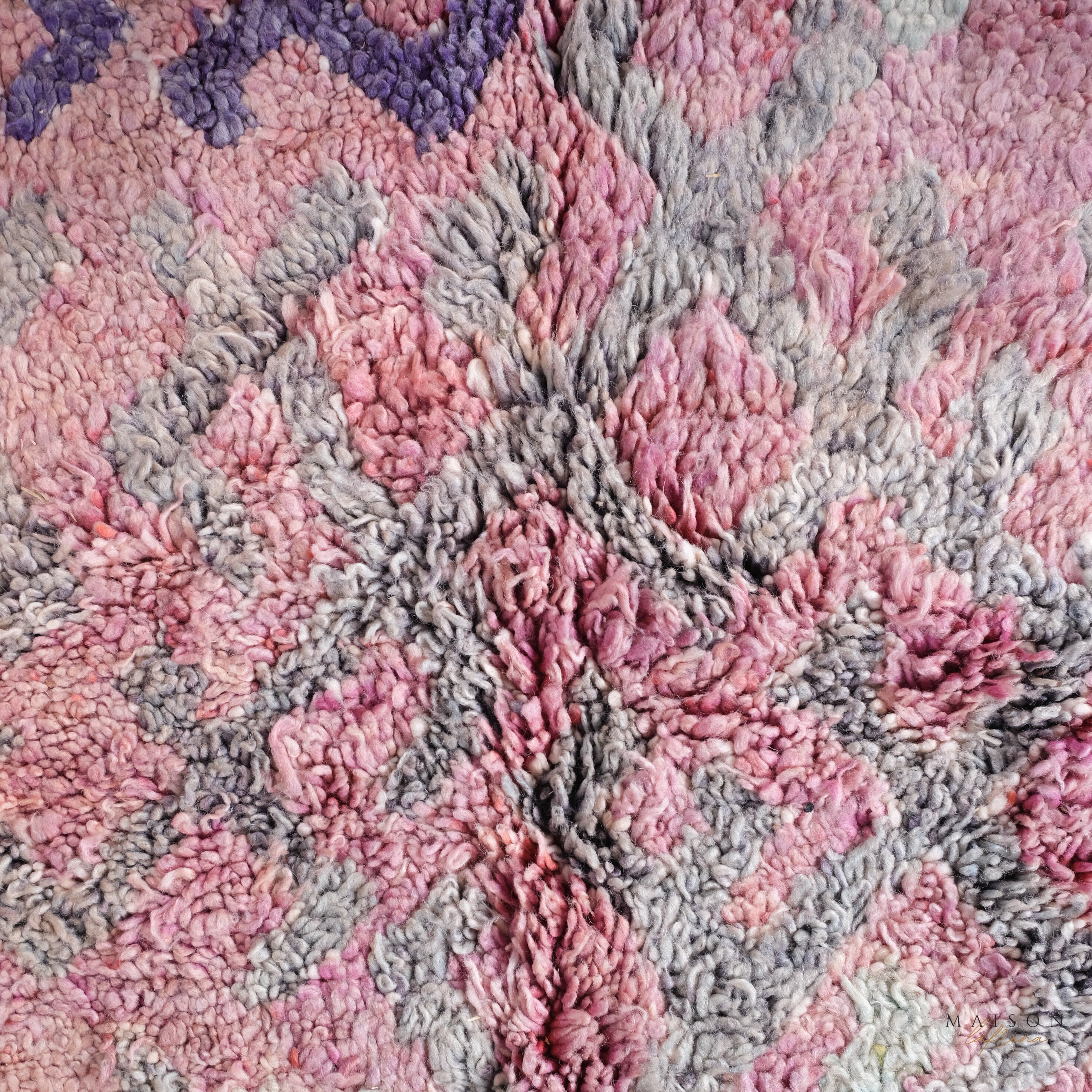 モロッコ　ラグ　ヴィンテージ　パープル ヴィンテージパープルタルシントラグ、本物のモロッコラグ、7 x 14