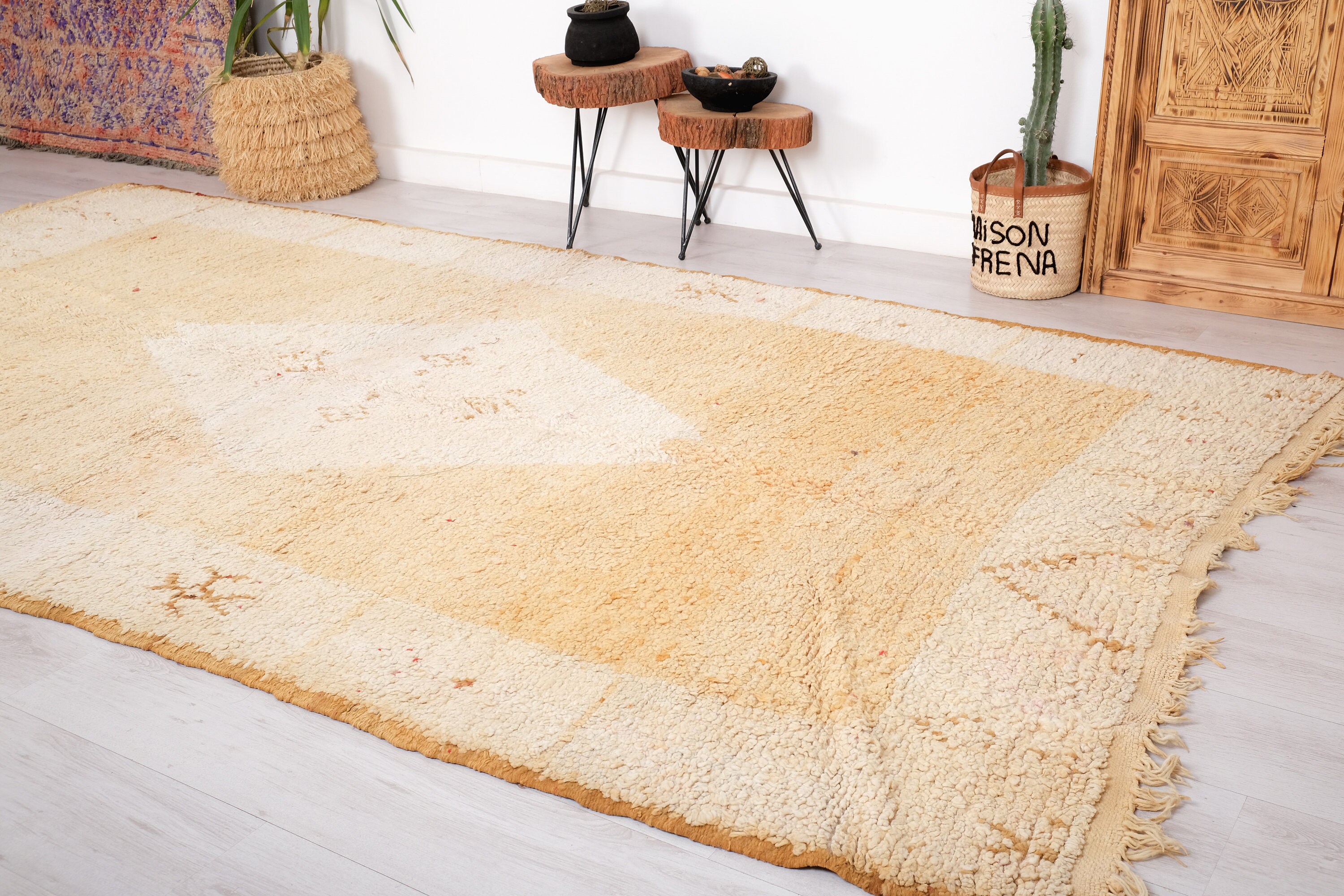 Vintage Yellow Moroccan Rug, Authentic Boujad Rug, 6x11 FT - Etsy