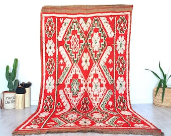 Vintage Red Moroccan Rug, Authentic Boujaad Rug, 6x10 FT