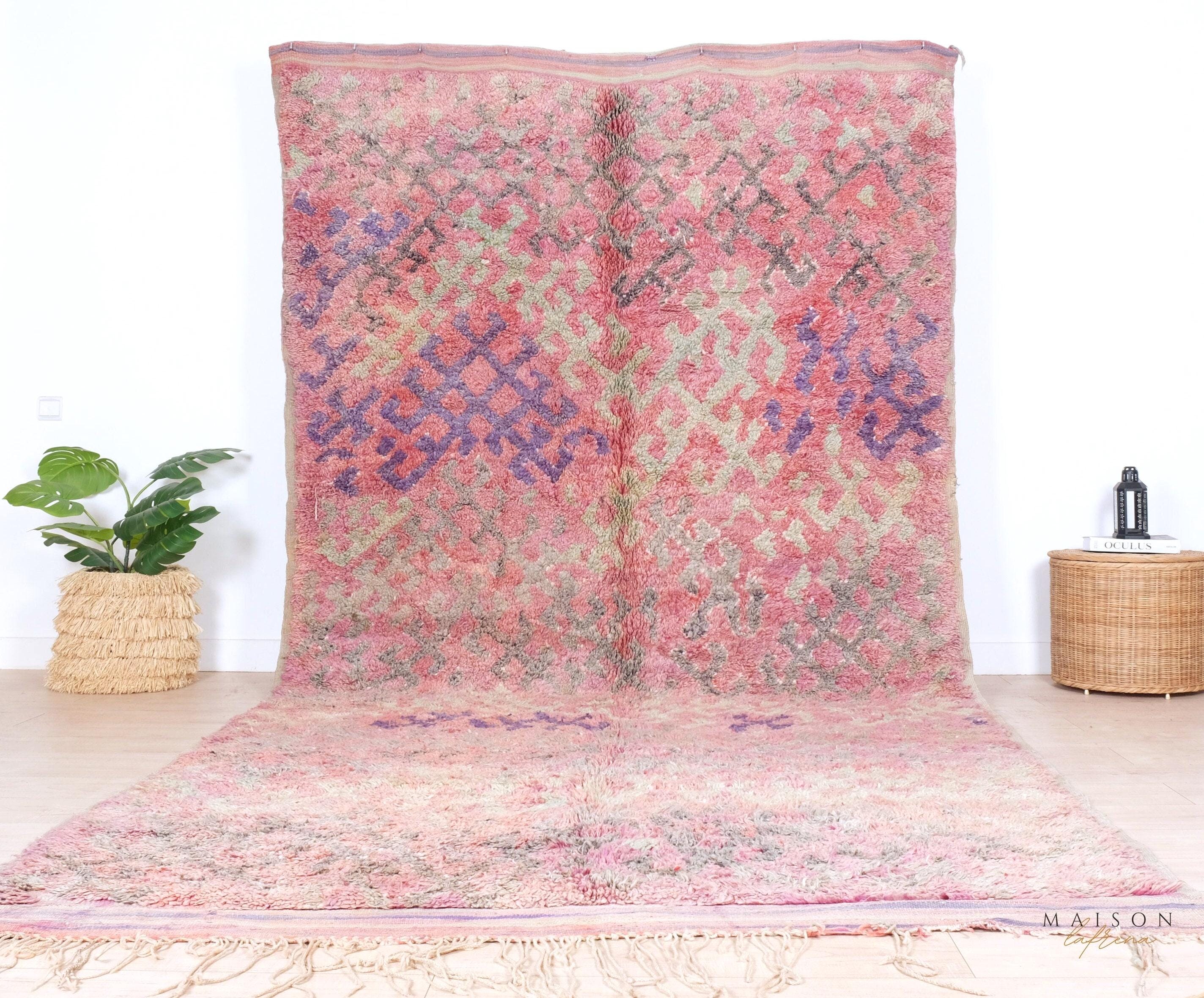 モロッコ　ラグ　ヴィンテージ　パープル ヴィンテージパープルタルシントラグ、本物のモロッコラグ、7 x 14