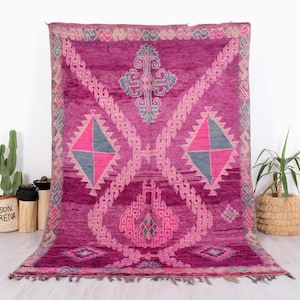 Vintage Moroccan Rug, Authentic Boujaad Rug, 6x9 FT