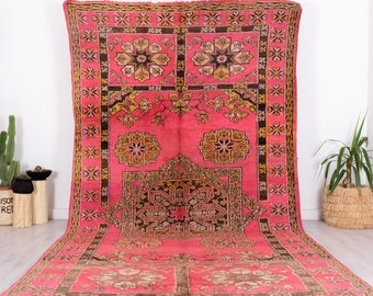 Vintage Moroccan Rug, Pink Boujaad Rug, 6x12 FT