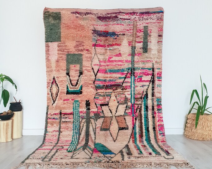 Tizya Moroccan Rug 2 Ft 4 In X 9 Ft 1 In Handwoven Boujaad Authentic Vintage For Living Rooms