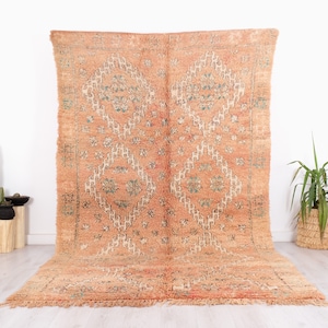 Vintage Moroccan Rug, Pink Boujaad Rug, 6x10 FT