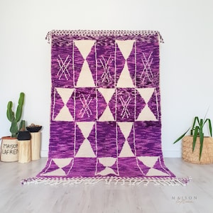 Purple Moroccan Rug, Beni Ourain Rug, Berber Area Rug, 5.0 FT x 8.2 FT