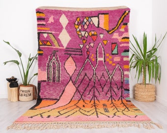 Alfombra Boujaad vintage, alfombra marroquí auténtica, 6x10 FT