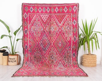 Alfombra vintage Beni Mguild, auténtica alfombra marroquí, 6x9 FT
