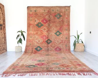 Vintage Pink Boujaad Rug, Authentic Moroccan Rug, 6x14 FT