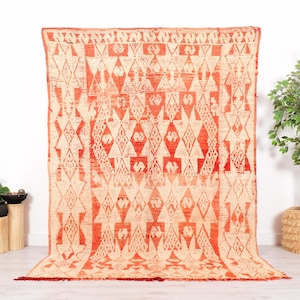 Vintage Moroccan Rug, Authentic Red Boujaad Rug, 6x9 FT