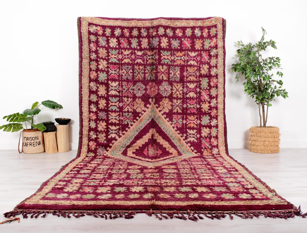 Vintage Moroccan 6.7x13 FT Unique Wool Handmade Large Boho