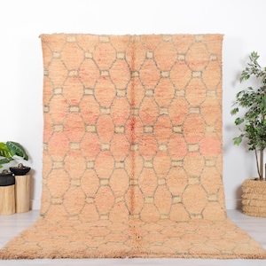 Vintage Moroccan Rug, Peach Boujaad Rug, 6x10 FT