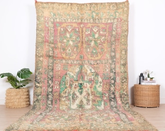 ヴィンテージ モロッコ ラグ、パープル ブジャード ラグ 6 x 11