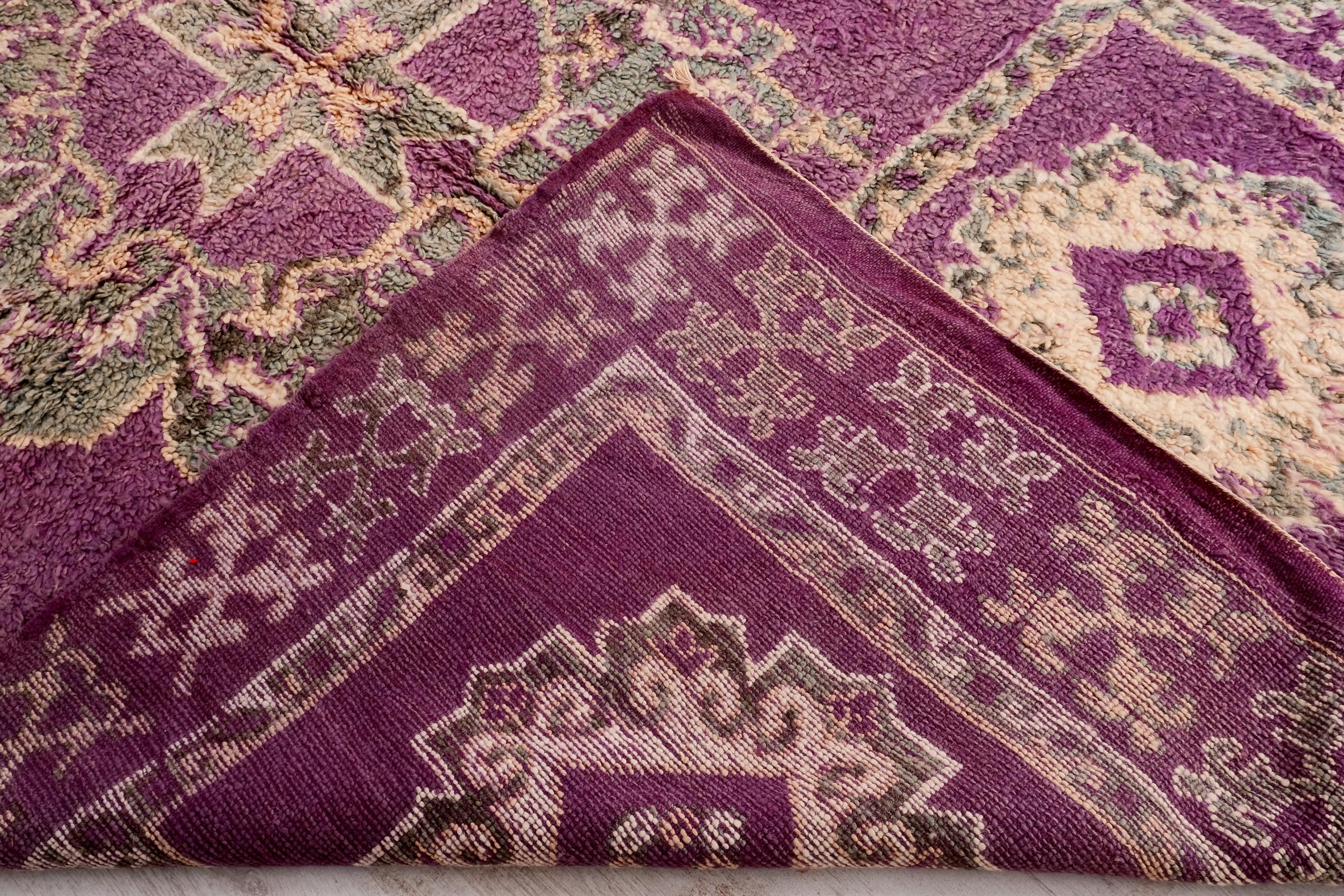 モロッコ　ラグ　ヴィンテージ　パープル ヴィンテージ モロッコ ラグ、パープル ブジャード ラグ、6 x 9