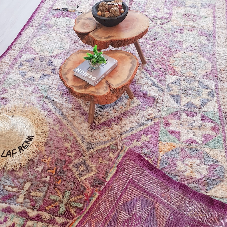 Alfombra marroquí vintage, auténtica alfombra Boujaad púrpura, 6.0 pies x 10.8 pies imagen 2