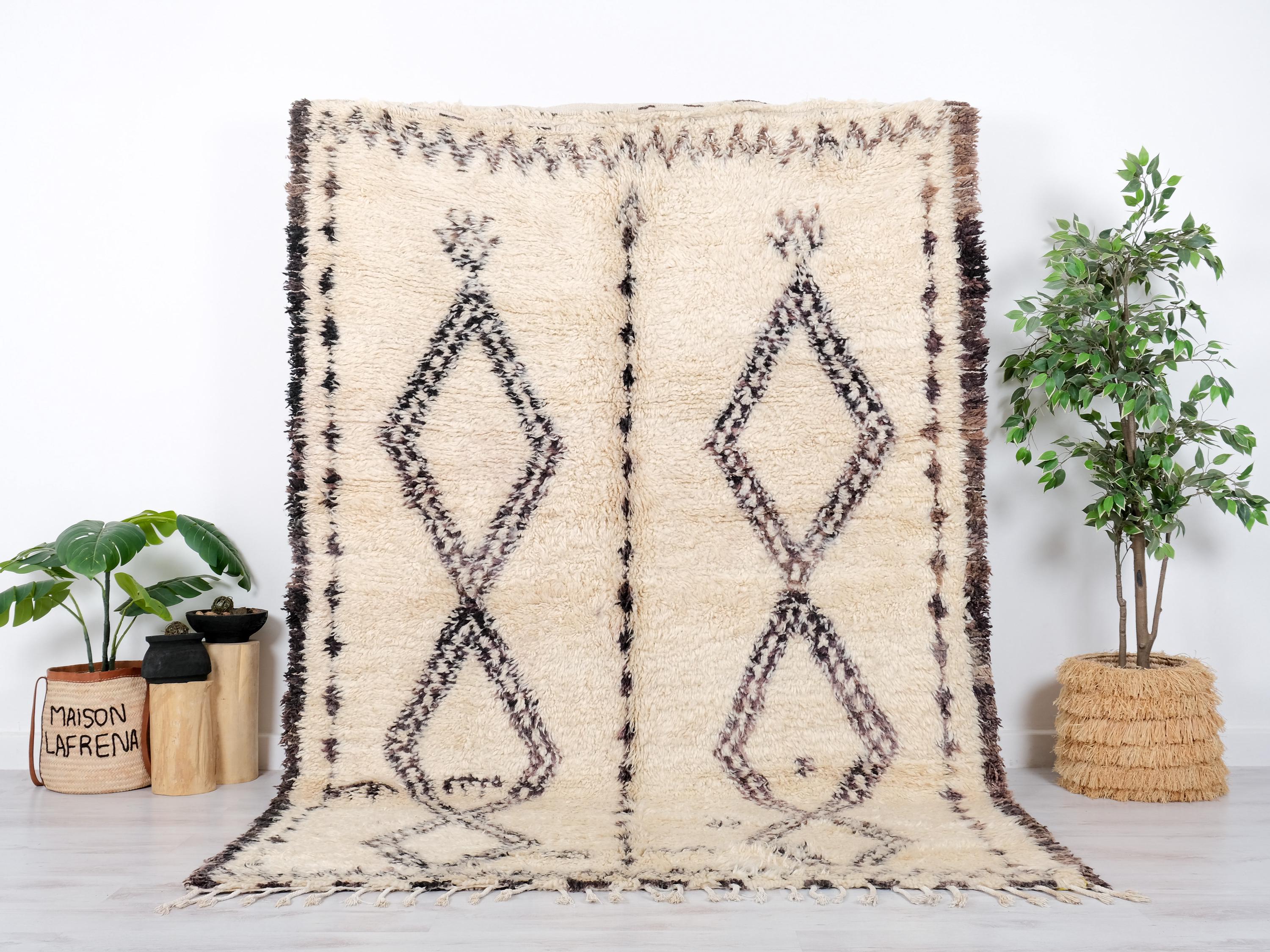 Vintage Beni Ourain Rug, Authentic Moroccan Rug, 6x9 FT