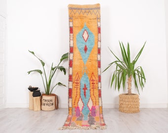 Vintage Runner Rug, Moroccan Berber Hallway Runner Rug, 2x10 ft