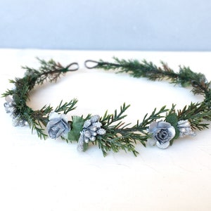 Silver Flower Christmas Headband: Winter Wedding Crown