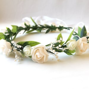 White Rose Flower Crown: Bridal Buttercup Headpiece