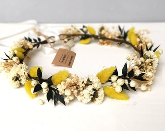 Cream Yellow Wildflower Flower Headband Headdress Garland Hair Crown Festival 94 Cream Yellow Wildflower Flower Headband Headdress Garland Hair Crown Festival 94