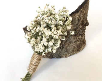Baby's breath boutonniere, Dried flowers Boutonniere, male boutonniere, wedding boutonniere,Men's wedding boutonniere, Groomsmen boutonniere