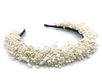 Dried Baby's Breath Flower Headband, Handmade Wedding Tiara