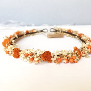Dried Orange Blossom Flower Crown: Boho Wedding Headpiece