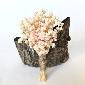 Dusty pink boutonniere, Groomsmen boutonniere, Dried flower boutonniere, Wedding boutonniere for men, Light pink baby's breath boutonniere