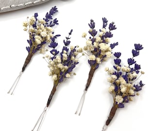 Lavendel-Hochzeits-Haarnadel, Brautjungfern-Braut-Haarschmuck, Schleierkraut und Lavendel-Haarspange für die Braut, getrocknete konservierte Lavendelblüten
