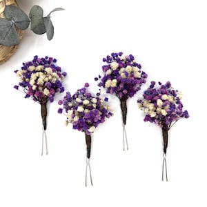 Purple Baby&#39;s Breath Hairpin Set: Dried Flower Bridal Accessory