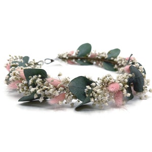 Dried Eucalyptus Gypsophila Flower Crown: Rustic Wedding Wreath
